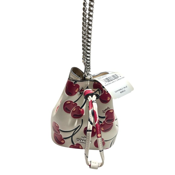 COACH DRAWSTRING WRISTLET WITH CHERRY PRINT CHALK MULTI - Picture 7 of 10